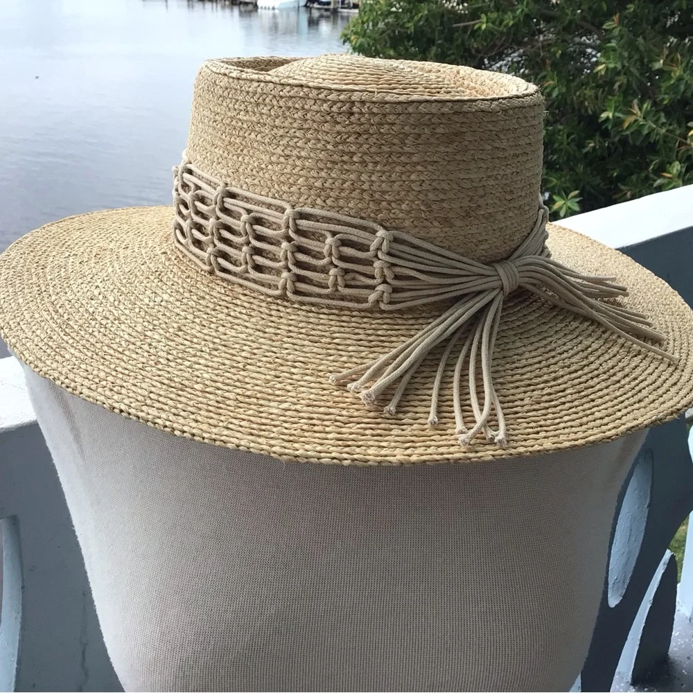 San Diego Hat Company Sandy Beach Women’s Raffia Telescope Boater Wide Brim Hat - Picture 6 of 16